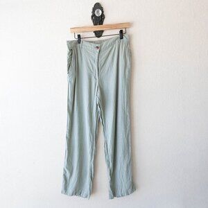H&M Linen Blend Wide Leg Pants Women’s Medium Sage Green Casual Coastal